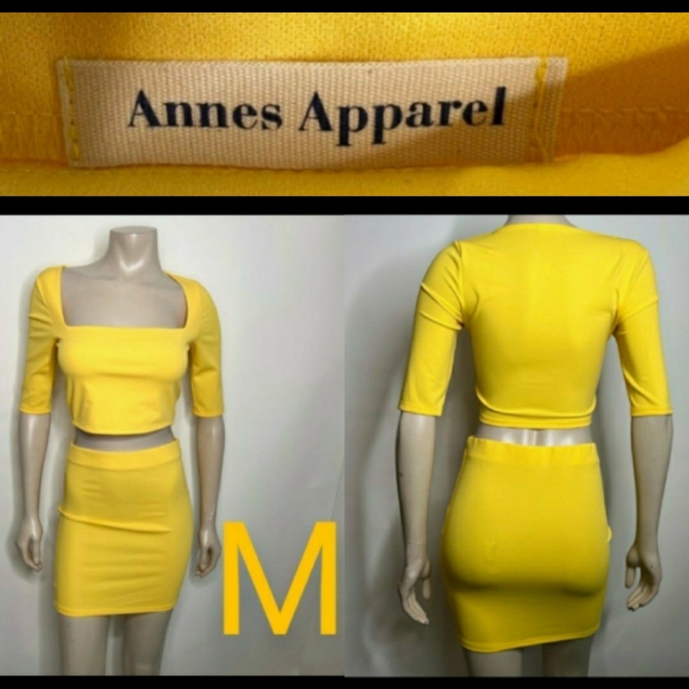 🆕Yellow Two Piece Top & Skirt Set  Size M